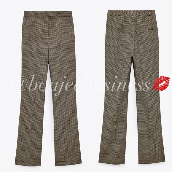ZARA BNWT Plaid Flared Pants - Picture 3 of 4